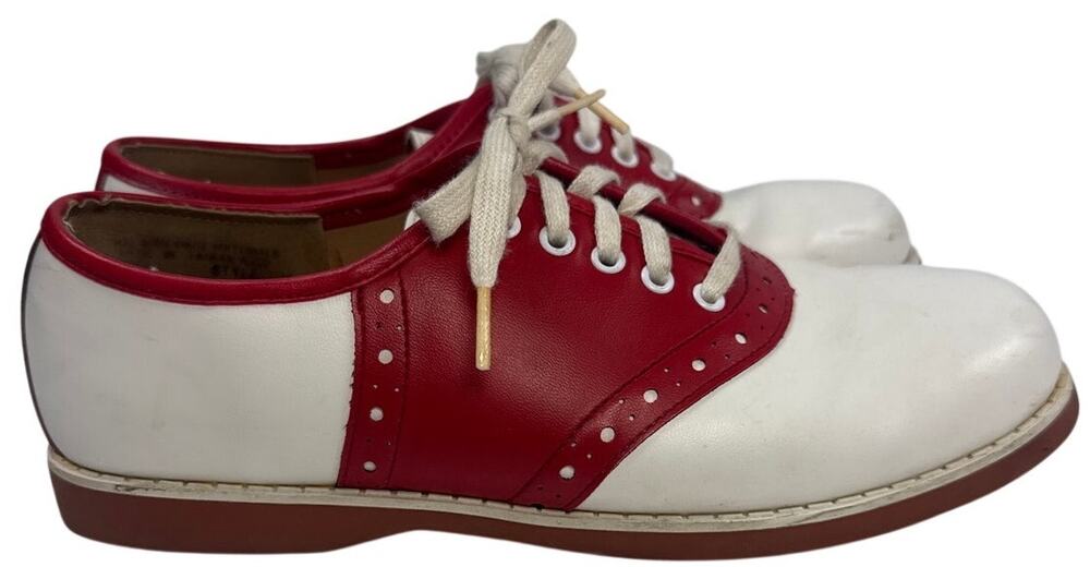 Vintage 70s Sears The Shoe Place Red White Saddle Oxford Shoes Women’s 5.5
